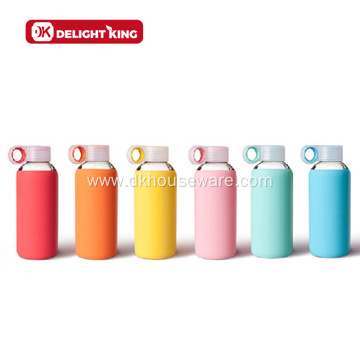 Glass Water Bottle with Reusable Silicone Sleeve